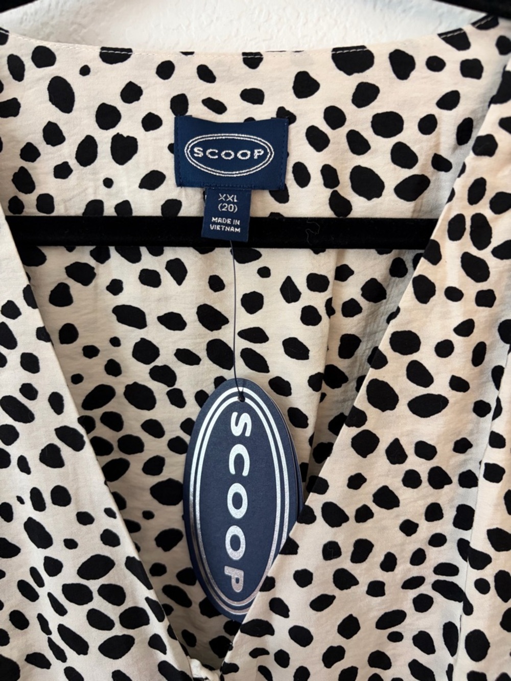 NWT Scoop Beige and Black Dotted Short Sleeve Dress SZ XXL (20) - Picture 2 of 6